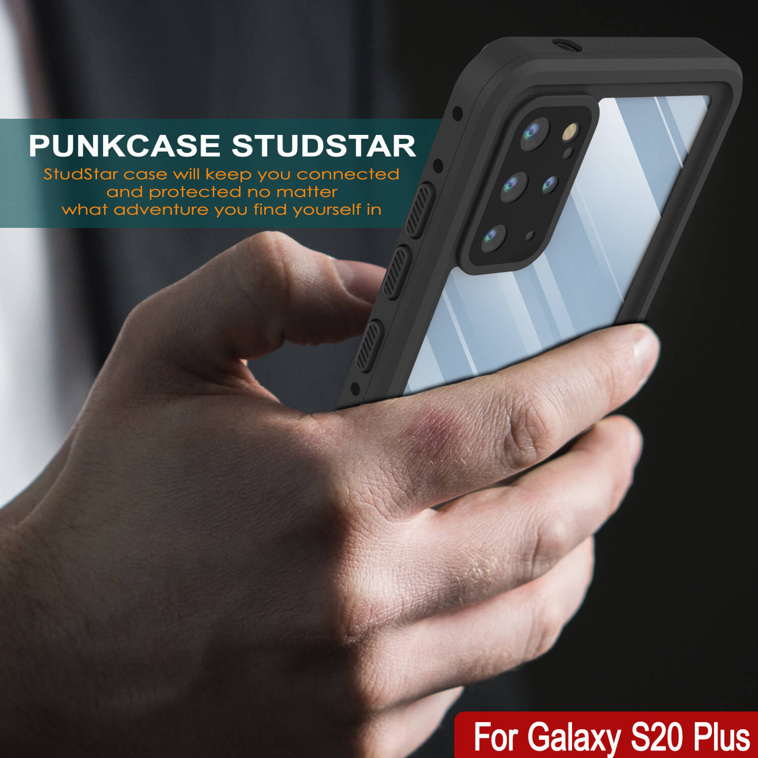 Capa à prova d'água Galaxy S20+ Plus PunkCase StudStar Clear Thin 6.6ft IP68 à prova de choque/neve subaquática