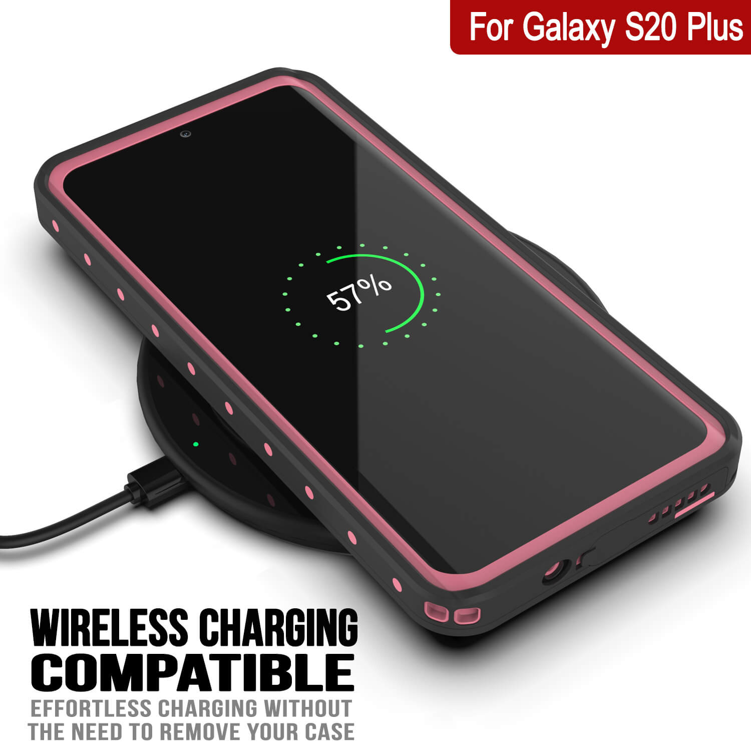 Capa à prova d'água Galaxy S20+ Plus PunkCase StudStar Pink Thin 6.6ft Subaquático IP68 à prova de choque/neve