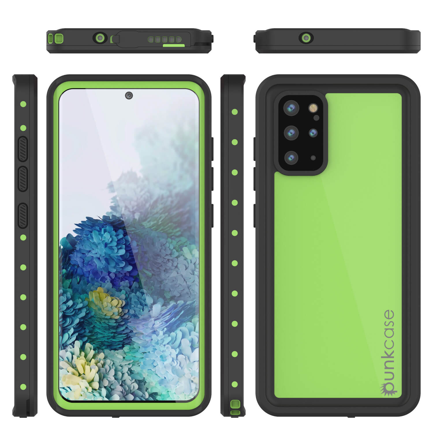 Capa à prova d'água Galaxy S20+ Plus PunkCase StudStar Light Green Fina 6.6ft à prova de choque subaquático IP68