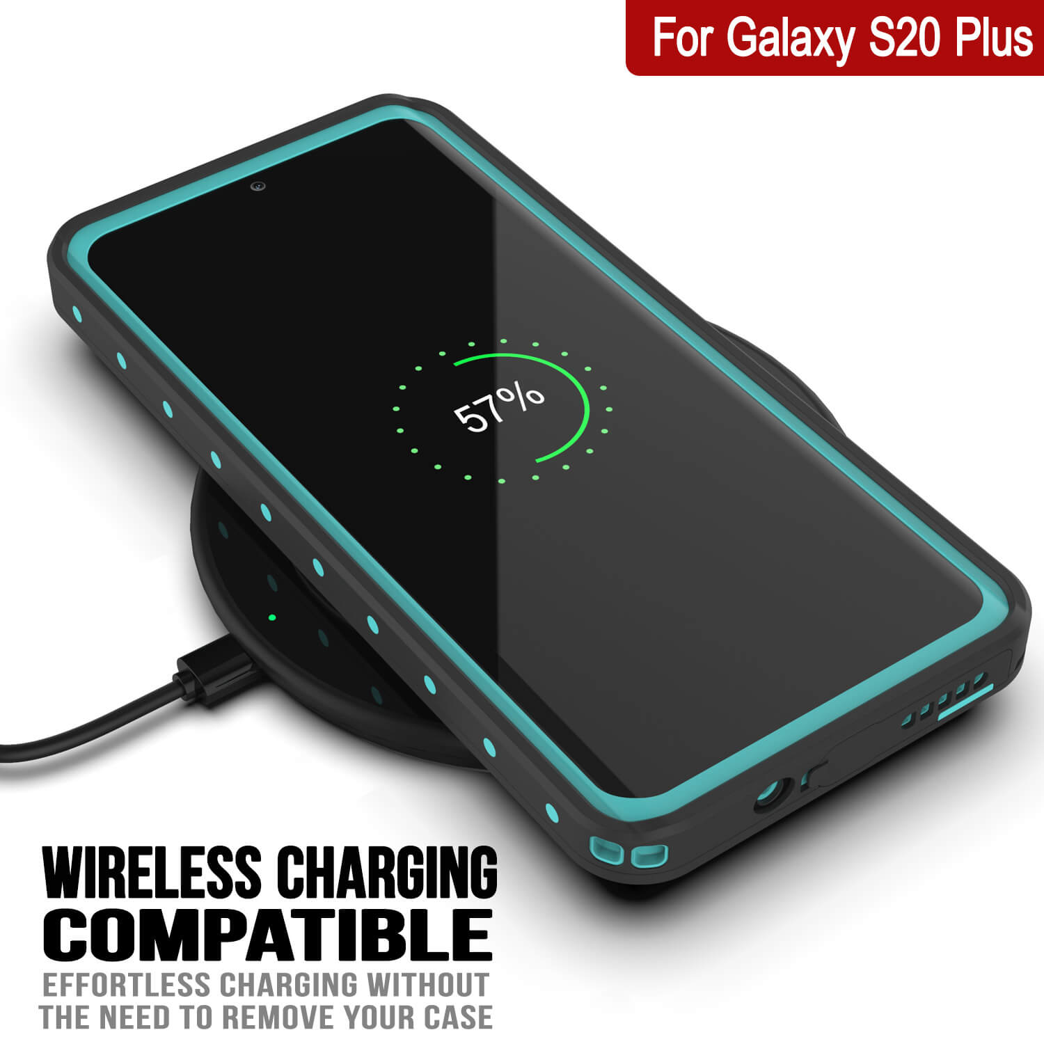 Capa à prova d'água PunkCase StudStar Teal Thin para Galaxy S20+ Plus, 6.6ft Subaquático IP68 à prova de choque/neve