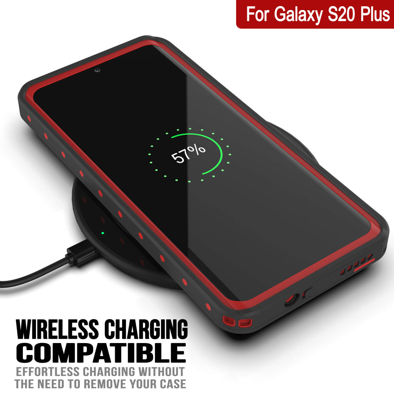 Capa à prova d'água PunkCase StudStar Vermelha fina para Galaxy S20+ Plus 6.6ft à prova de choque/neve subaquática IP68