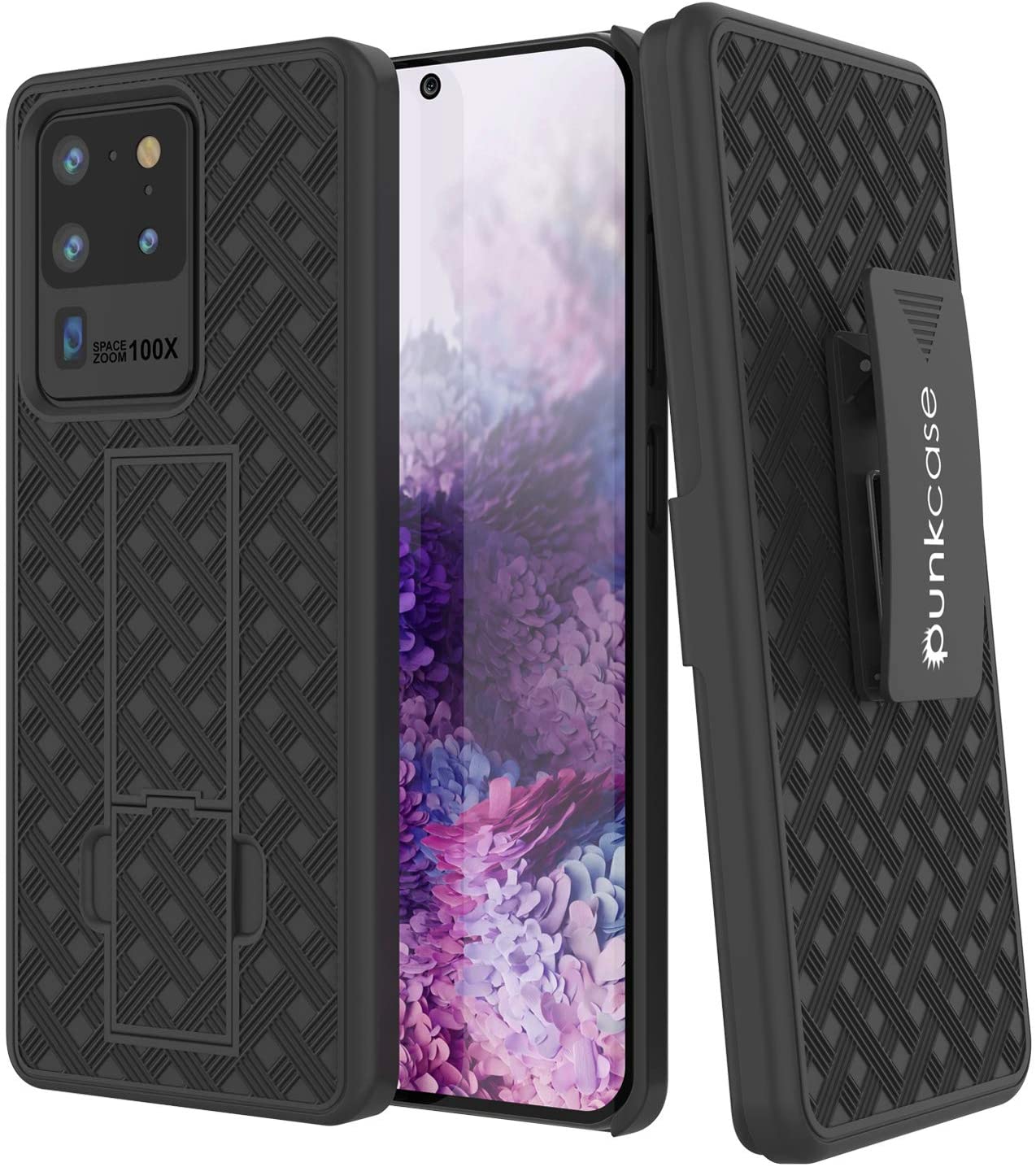 Capa Punkcase para Galaxy S20 Ultra com protetor de tela, clip de cinto para coldre [Preto]
