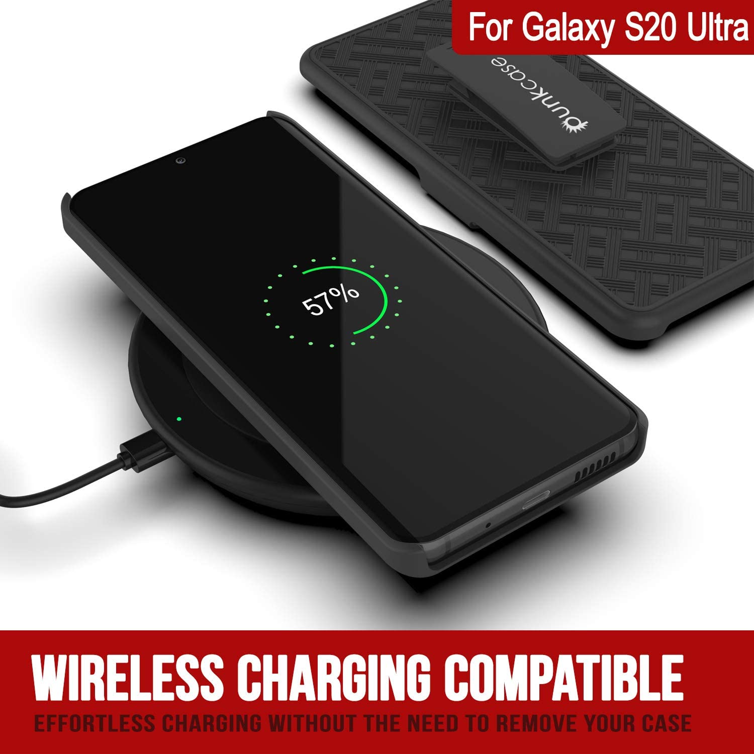 Capa Punkcase para Galaxy S20 Ultra com protetor de tela, clip de cinto para coldre [Preto]