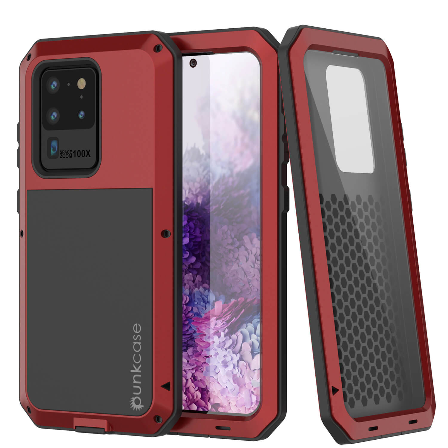 Capa de metal para Galaxy S20 Ultra, resistente de grau militar, armadura robusta [Vermelha]