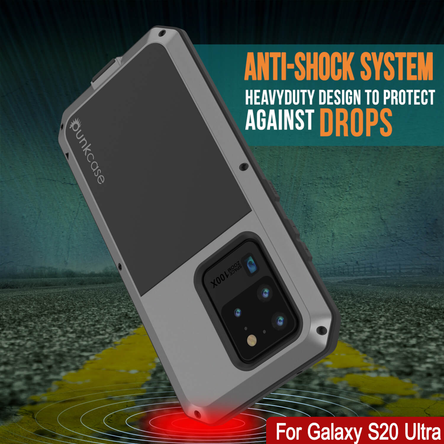 Capa de Metal para Galaxy S20 Ultra, capa resistente de grau militar, robusta e resistente [Prata]