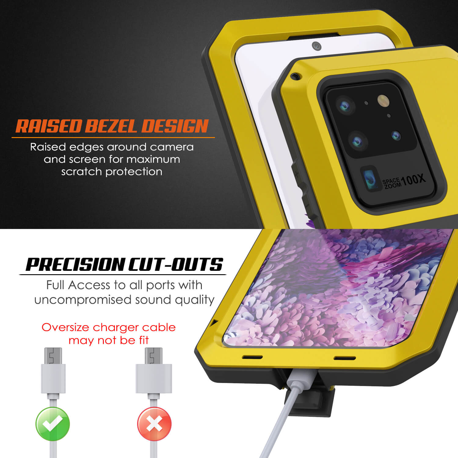 Capa de metal para Galaxy S20 Ultra, Resistente de Grau Militar, Cobertura Resistente [Neon]