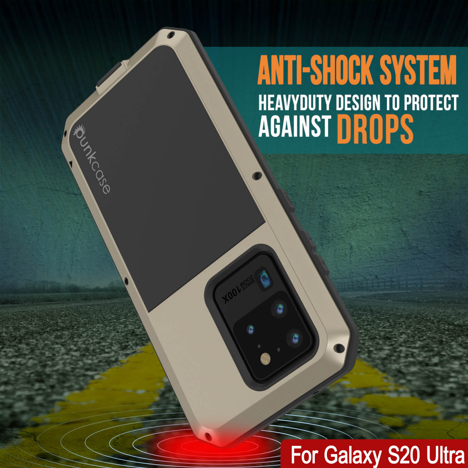 Capa de metal Galaxy S20 Ultra, proteção robusta de grau militar resistente [Dourado]