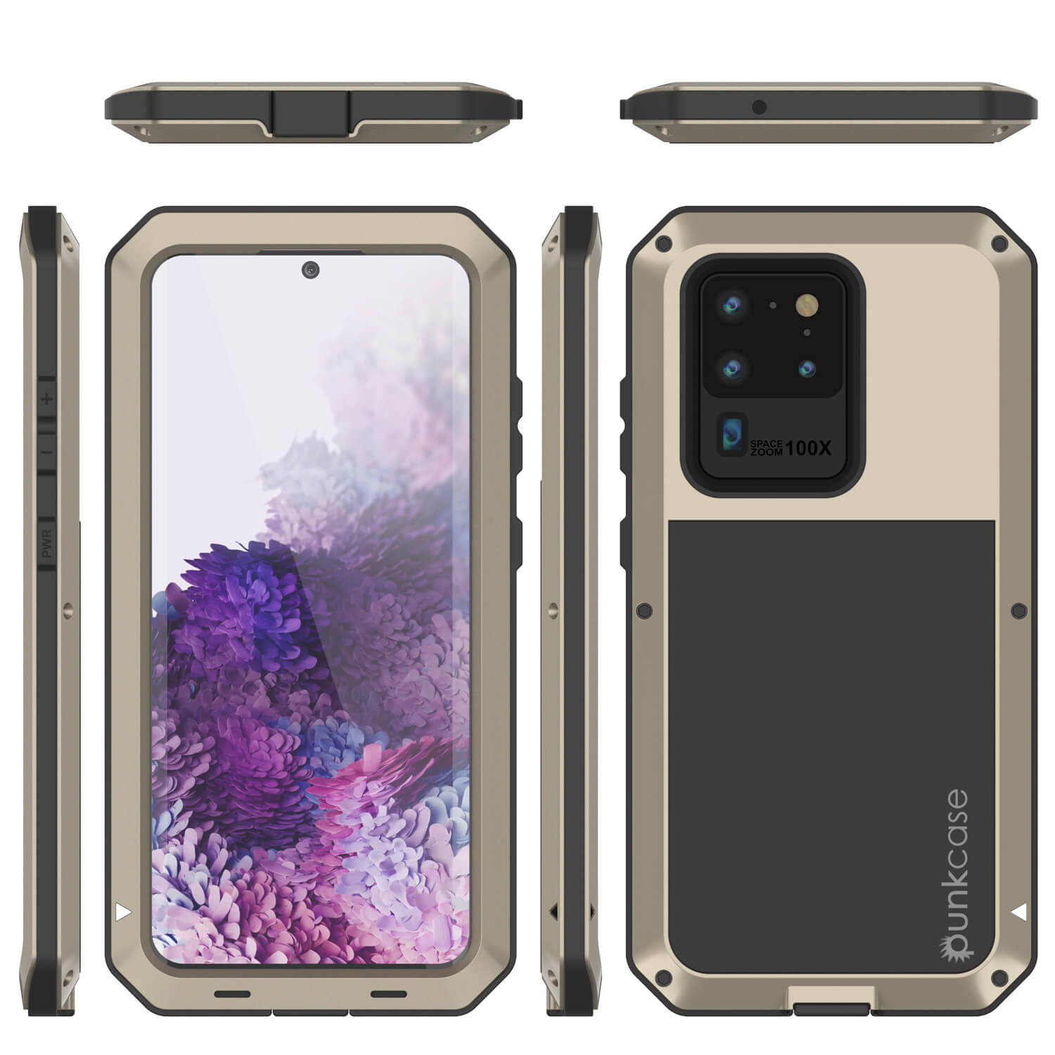 Capa de metal Galaxy S20 Ultra, proteção robusta de grau militar resistente [Dourado]
