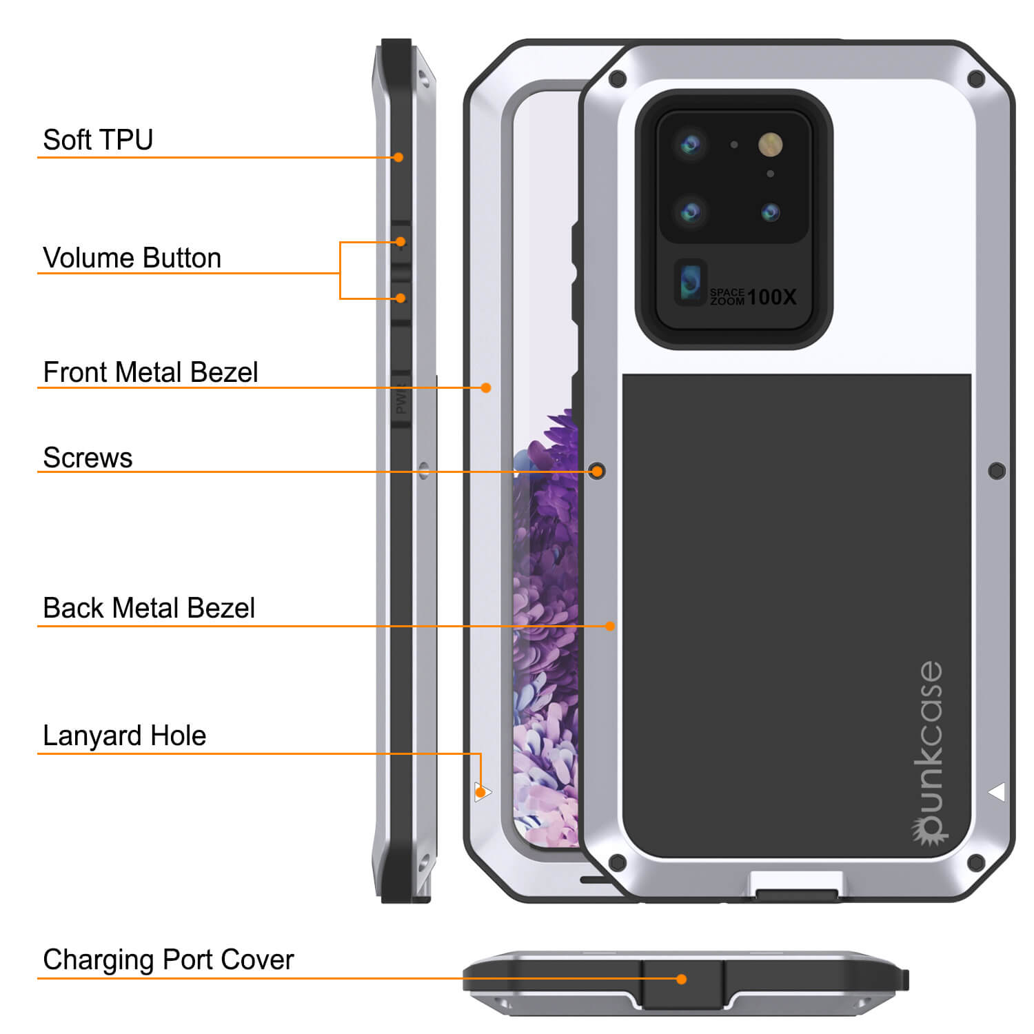 Capa de Metal Galaxy S20 Ultra, Capa Resistente de Grau Militar com Armadura Resistente [Branco]