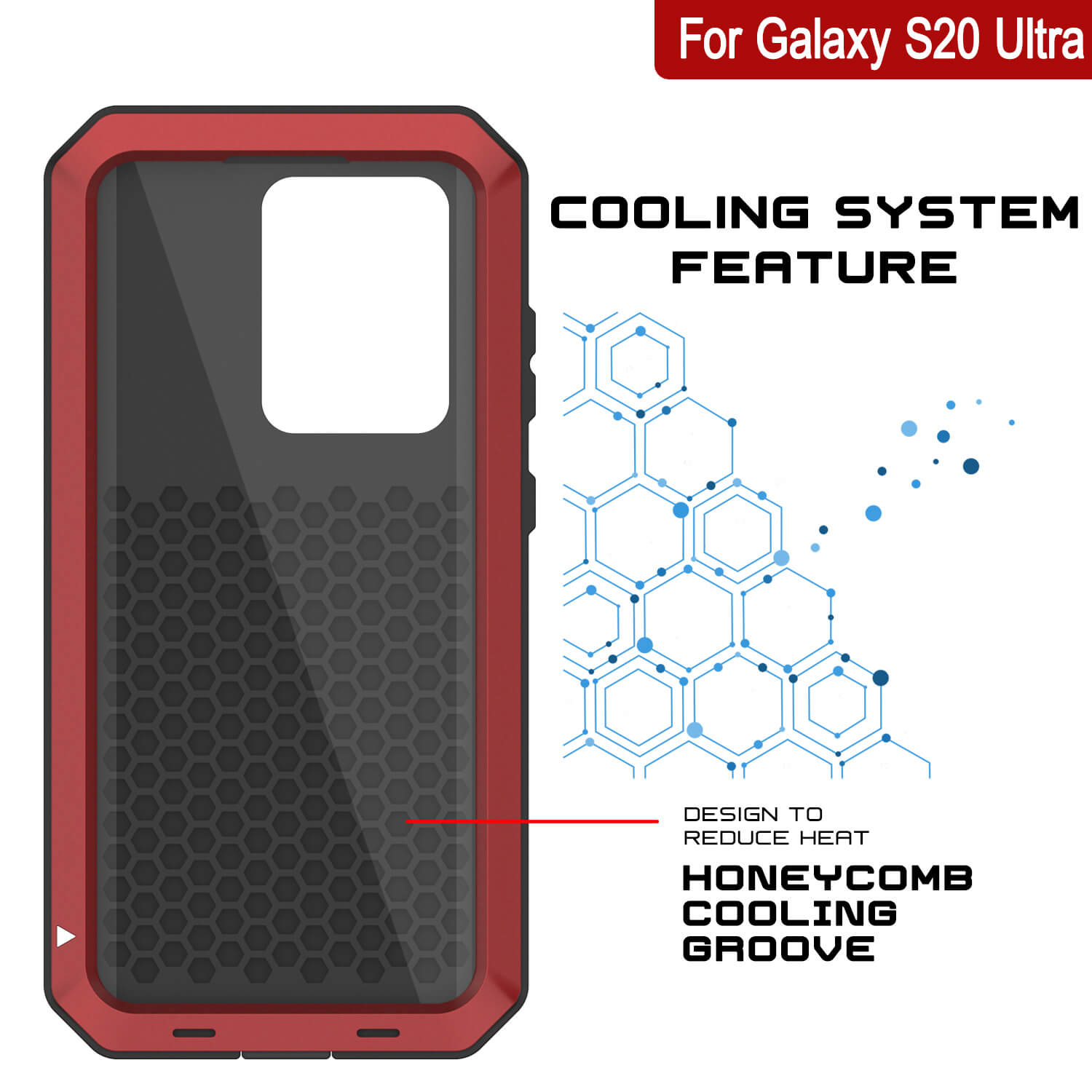 Capa de metal para Galaxy S20 Ultra, resistente de grau militar, armadura robusta [Vermelha]