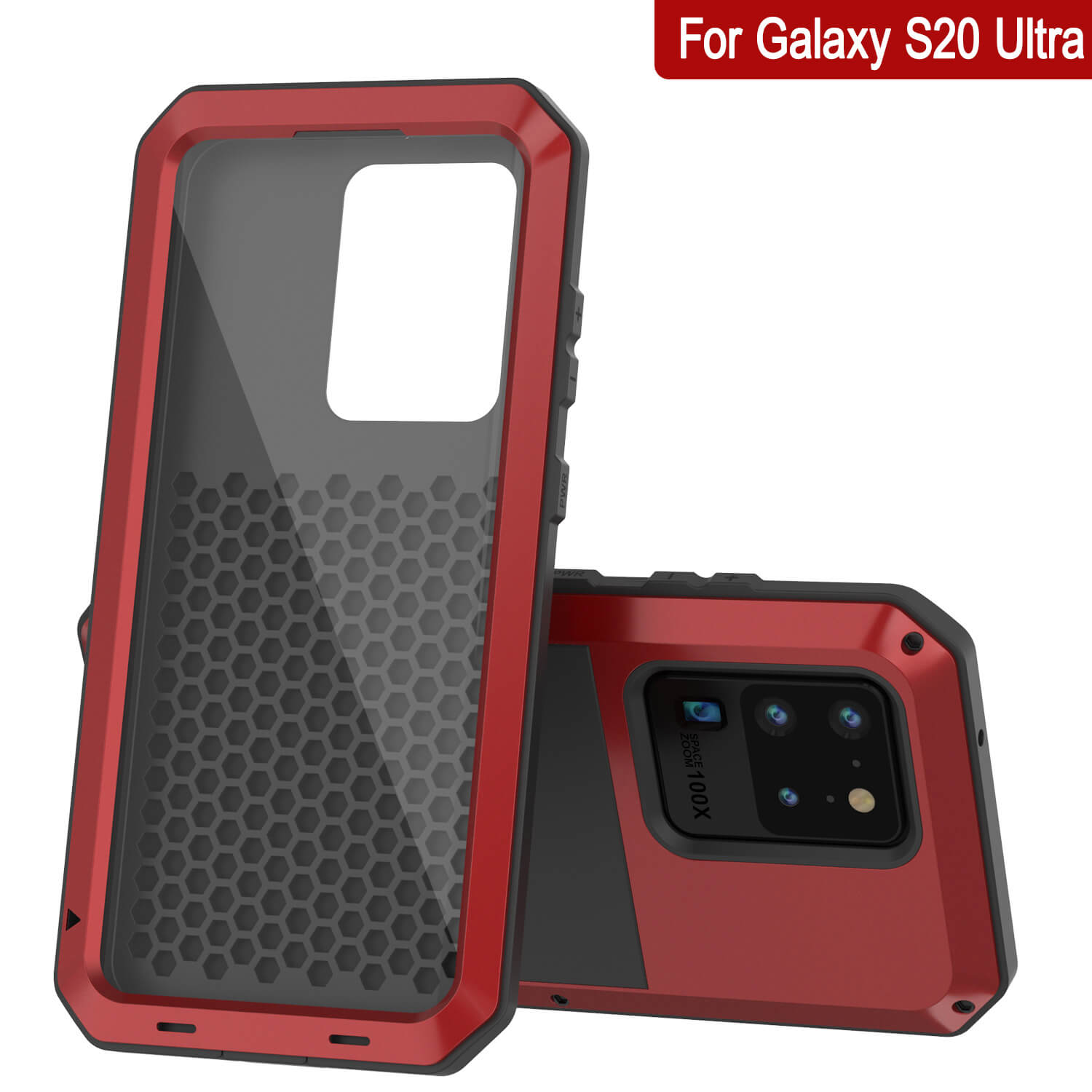Capa de metal para Galaxy S20 Ultra, resistente de grau militar, armadura robusta [Vermelha]