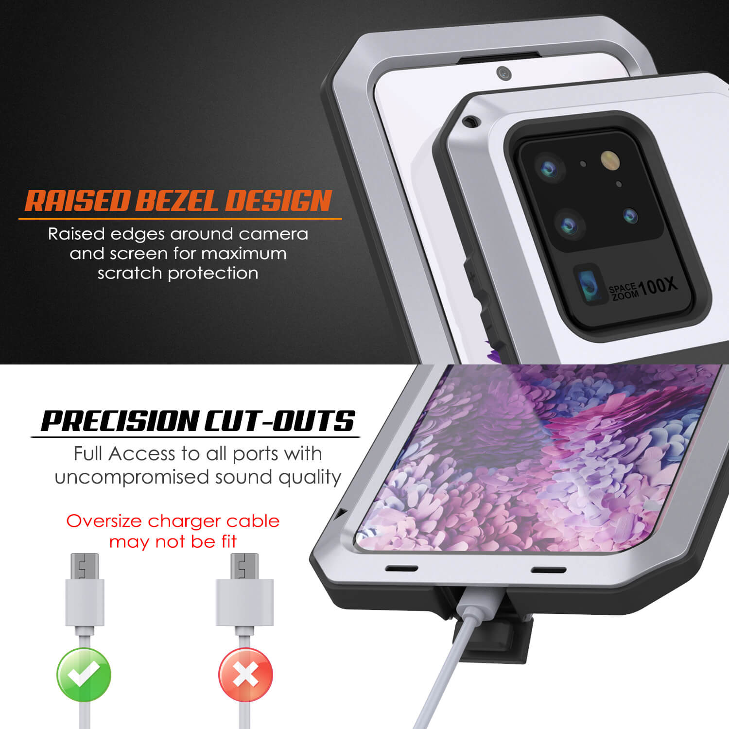 Capa de Metal Galaxy S20 Ultra, Capa Resistente de Grau Militar com Armadura Resistente [Branco]
