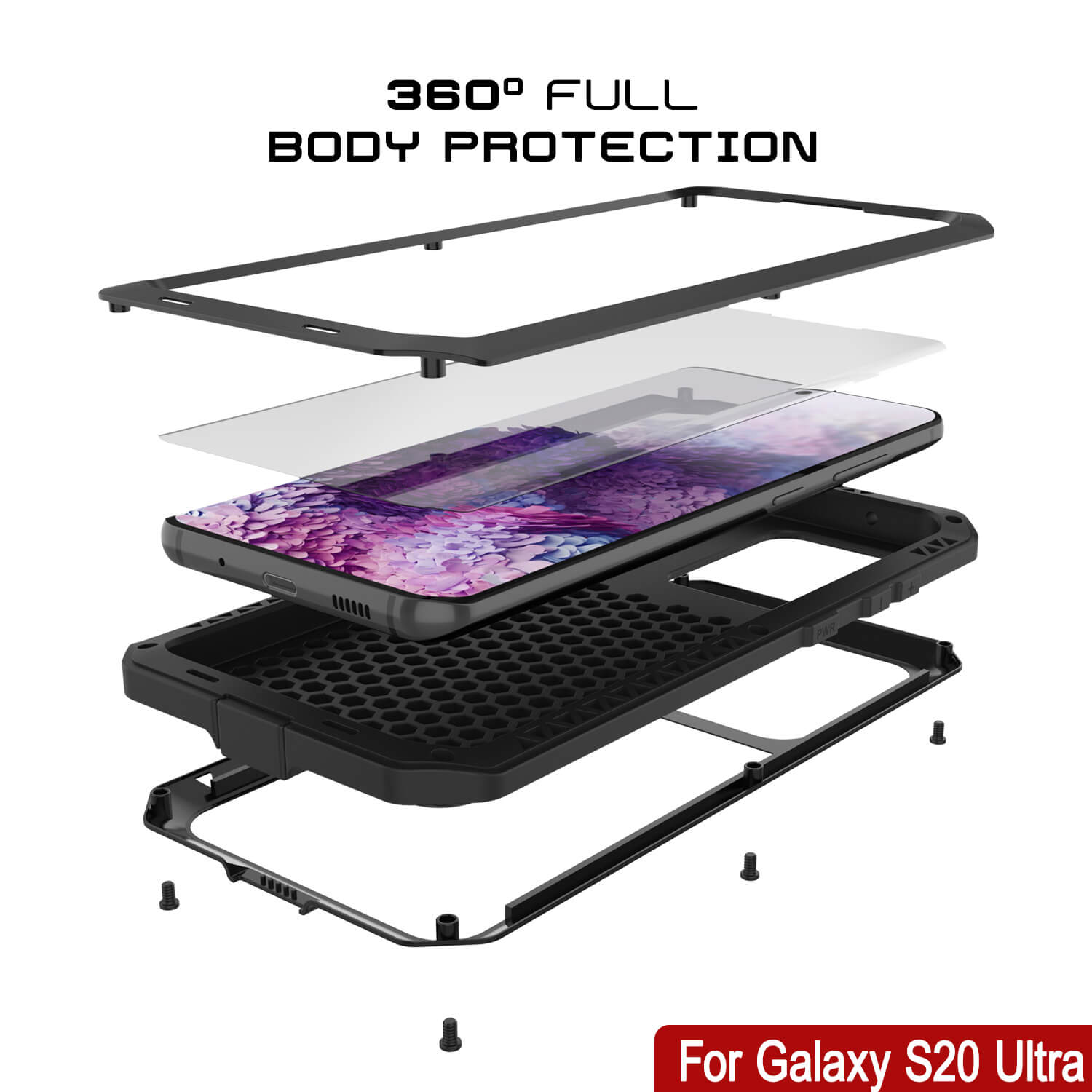 Capa de metal Galaxy S20 Ultra, resistente de alta resistência militar de grau robusto [preto]