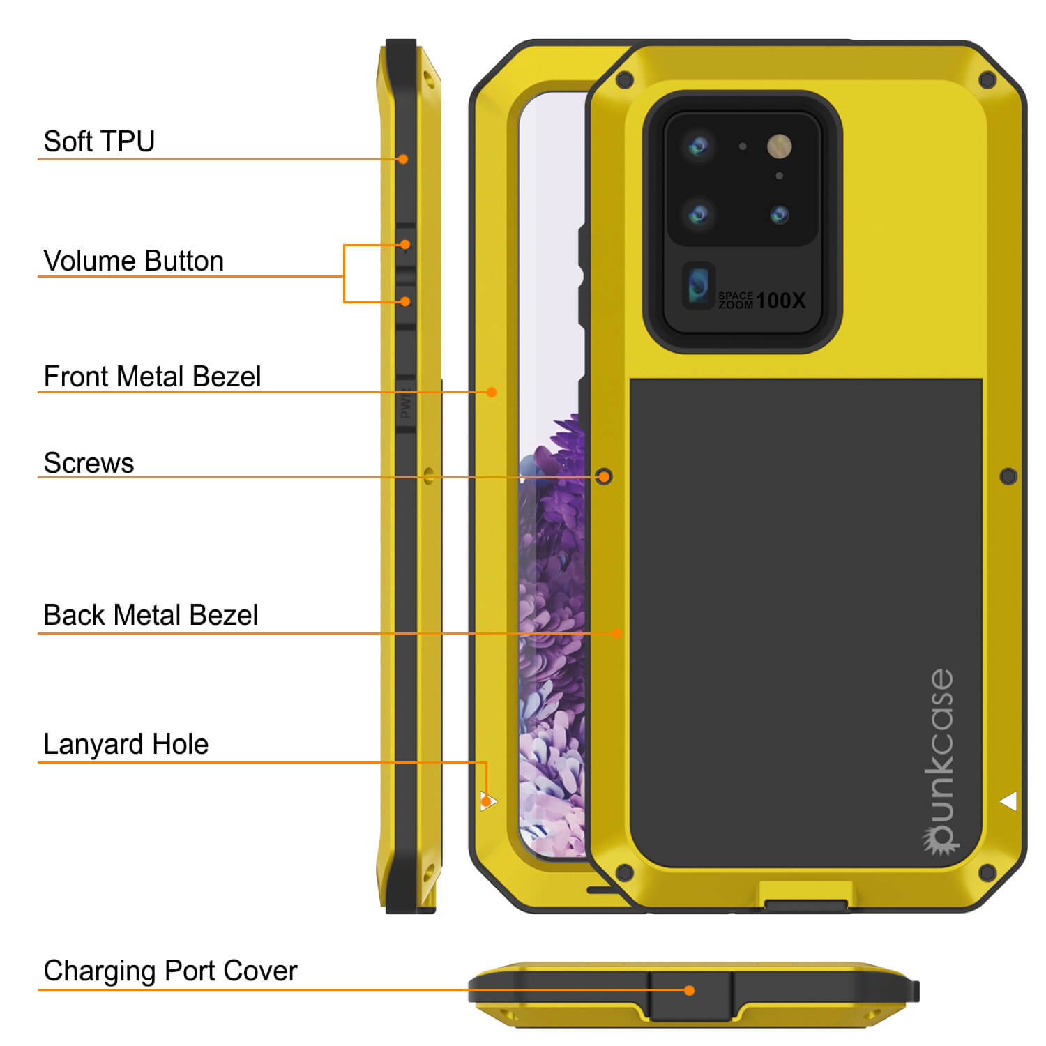 Capa de metal para Galaxy S20 Ultra, Resistente de Grau Militar, Cobertura Resistente [Neon]