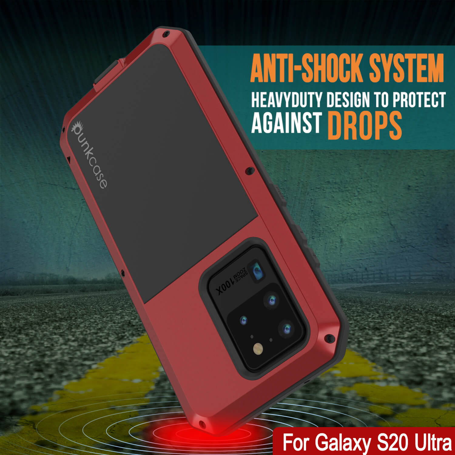 Capa de metal para Galaxy S20 Ultra, resistente de grau militar, armadura robusta [Vermelha]