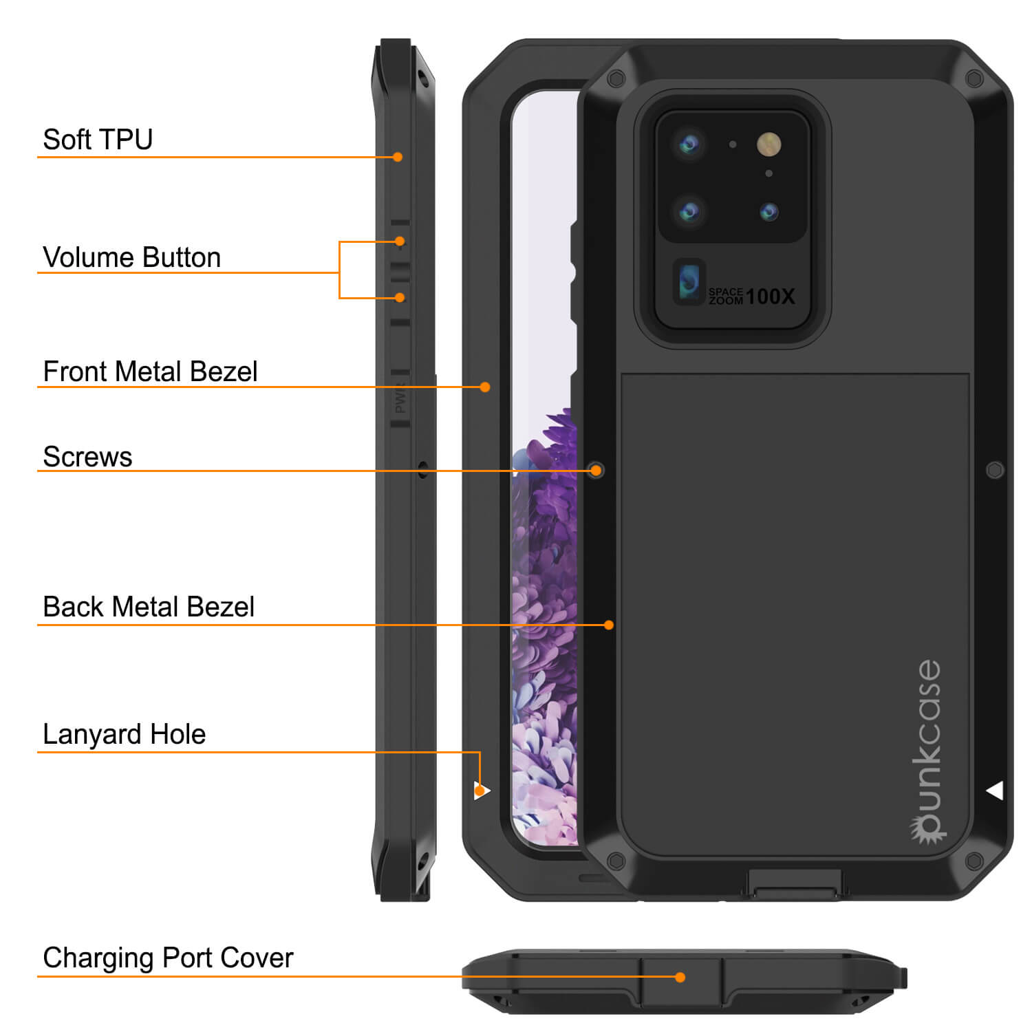 Capa de metal Galaxy S20 Ultra, resistente de alta resistência militar de grau robusto [preto]