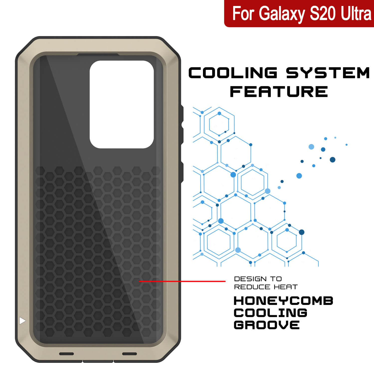 Capa de metal Galaxy S20 Ultra, proteção robusta de grau militar resistente [Dourado]