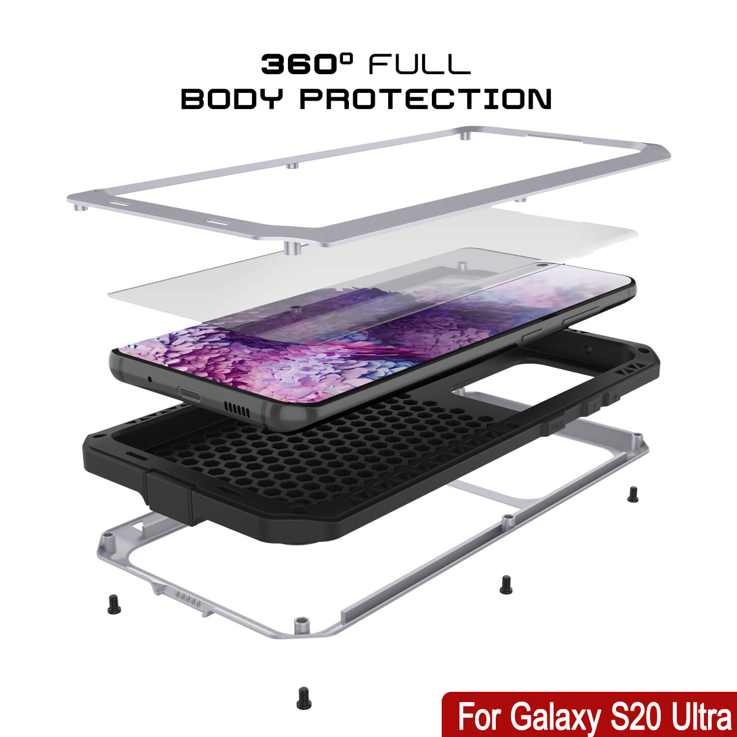 Capa de Metal Galaxy S20 Ultra, Capa Resistente de Grau Militar com Armadura Resistente [Branco]