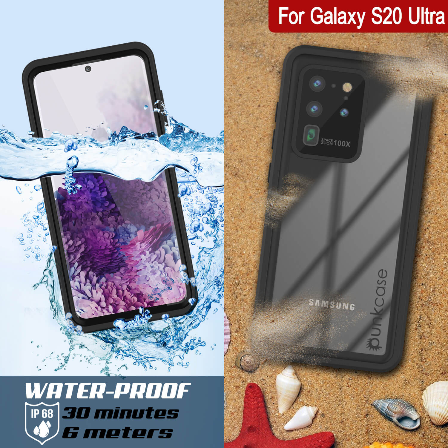Galaxy S20 Ultra à prova d'água/choque [Série Extrema] Com Protetor de Tela Case [Preto]