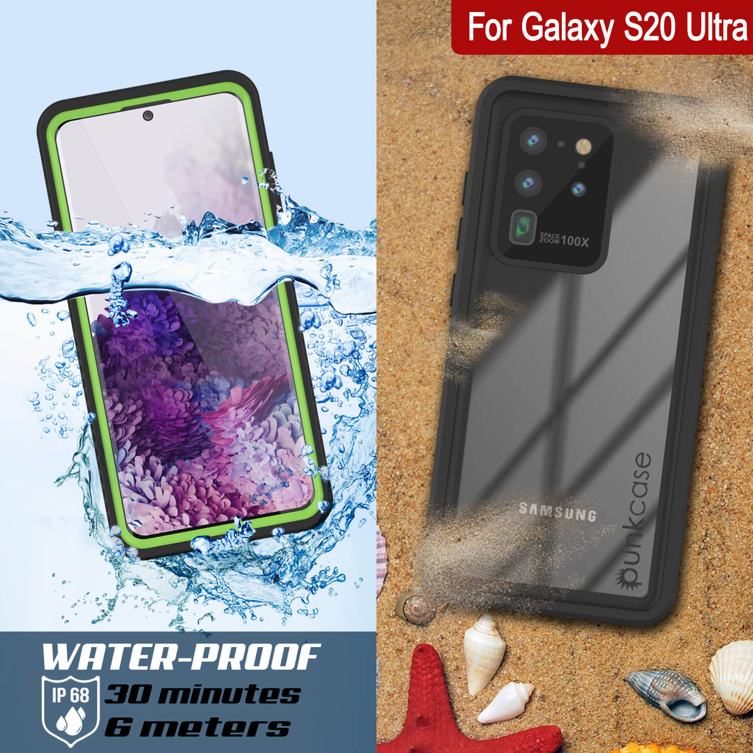 Galaxy S20 Ultra Capa protetora à prova d'água/choque [Série Extrema] Protetor de tela [Verde Claro]