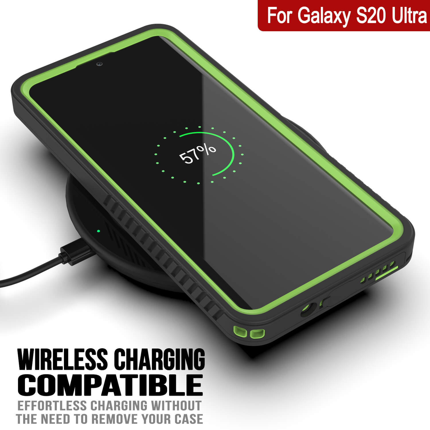 Galaxy S20 Ultra Capa protetora à prova d'água/choque [Série Extrema] Protetor de tela [Verde Claro]