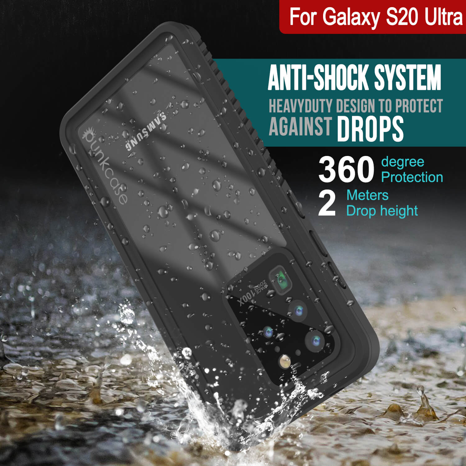 Galaxy S20 Ultra Capa protetora à prova d'água/choque [Série Extrema] Protetor de tela [Verde Claro]