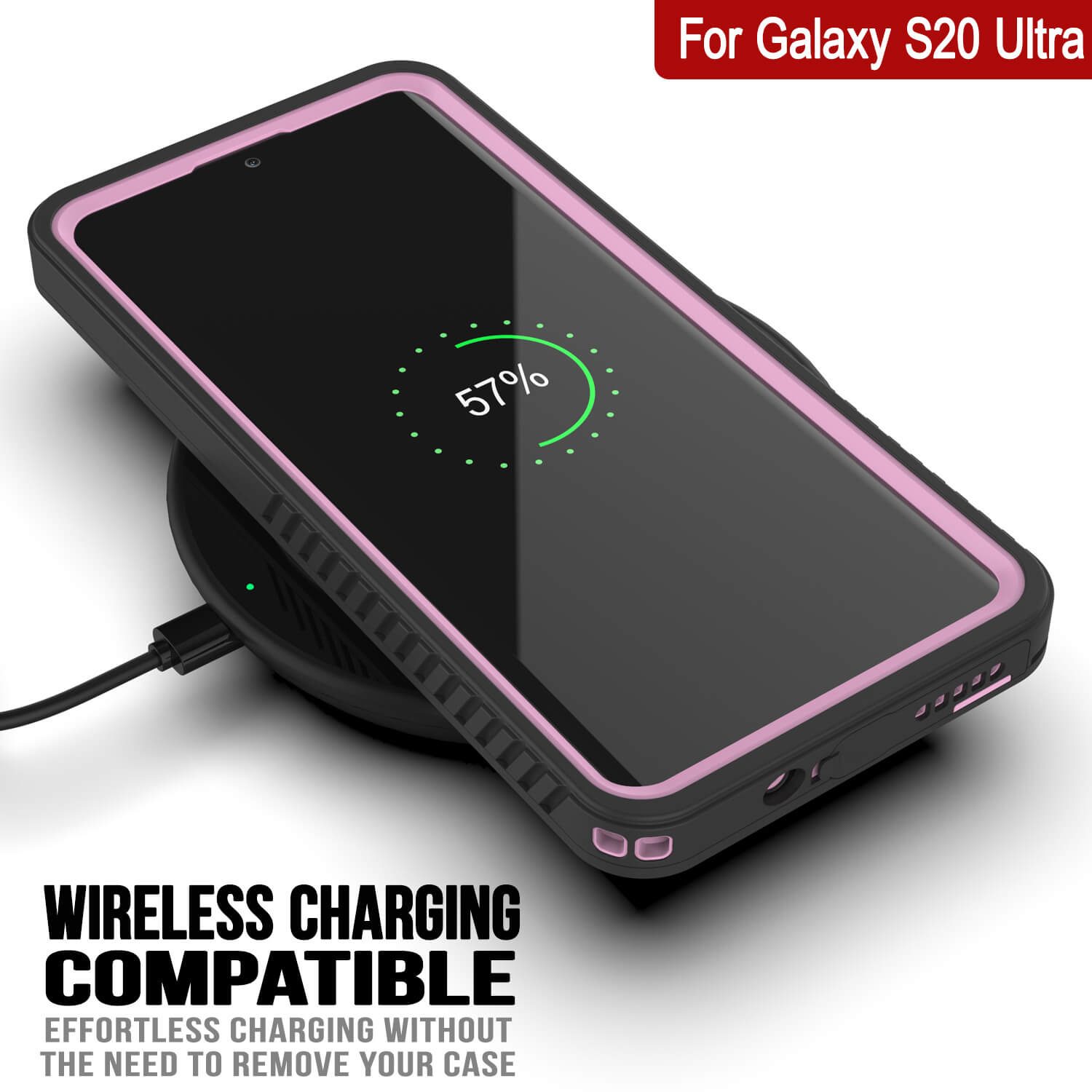 Galaxy S20 Ultra à prova d'água/choque/neve [Série Extrema] Capa protetora fina de protetor de tela [Rosa]