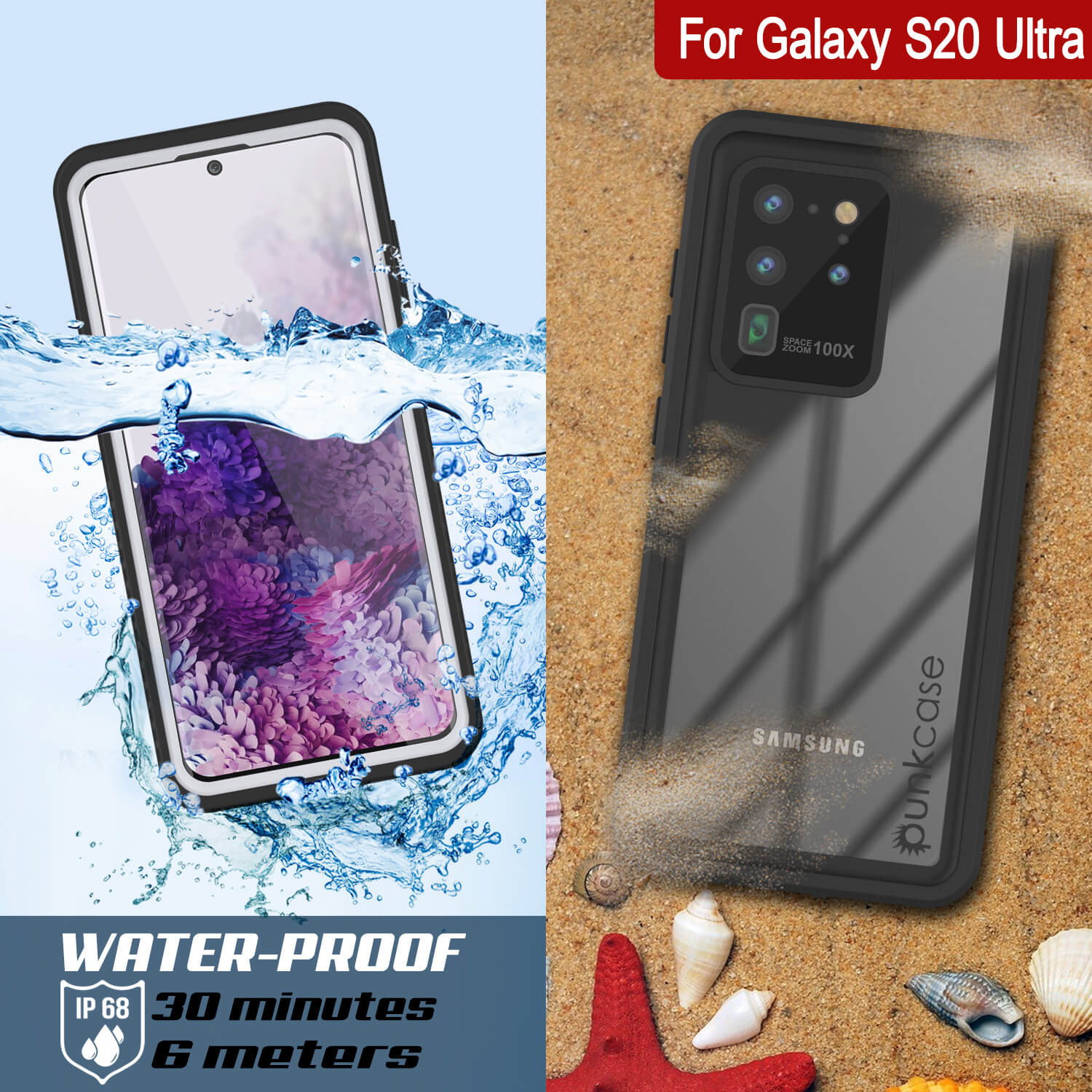 Galaxy S20 Ultra à prova d'água/choque/neve/poeira [Série Extrema] Capa Fina Punkcase [Branca]