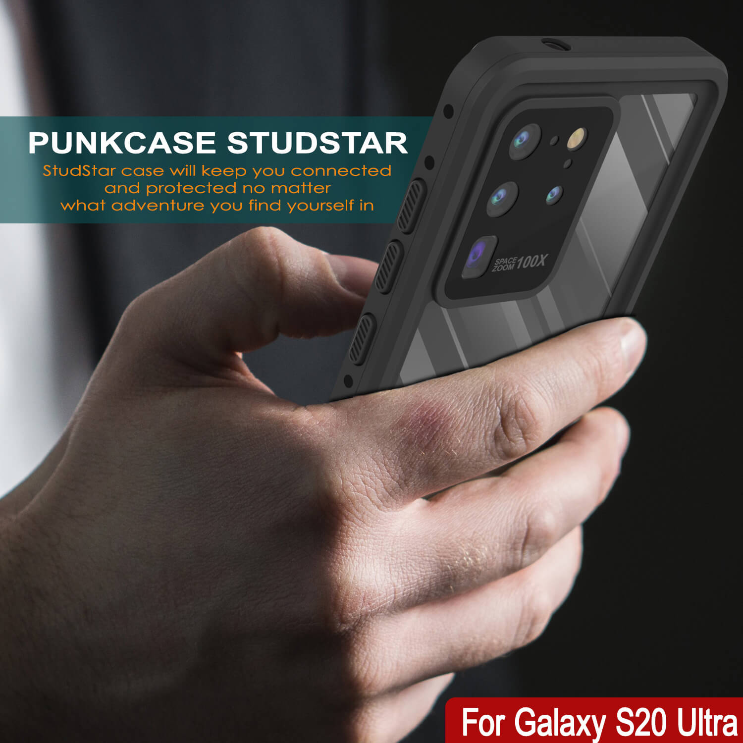 Capa à prova d'água Galaxy S20 Ultra PunkCase StudStar Clear Thin 6.6ft Subaquática IP68 à prova de choque/neve