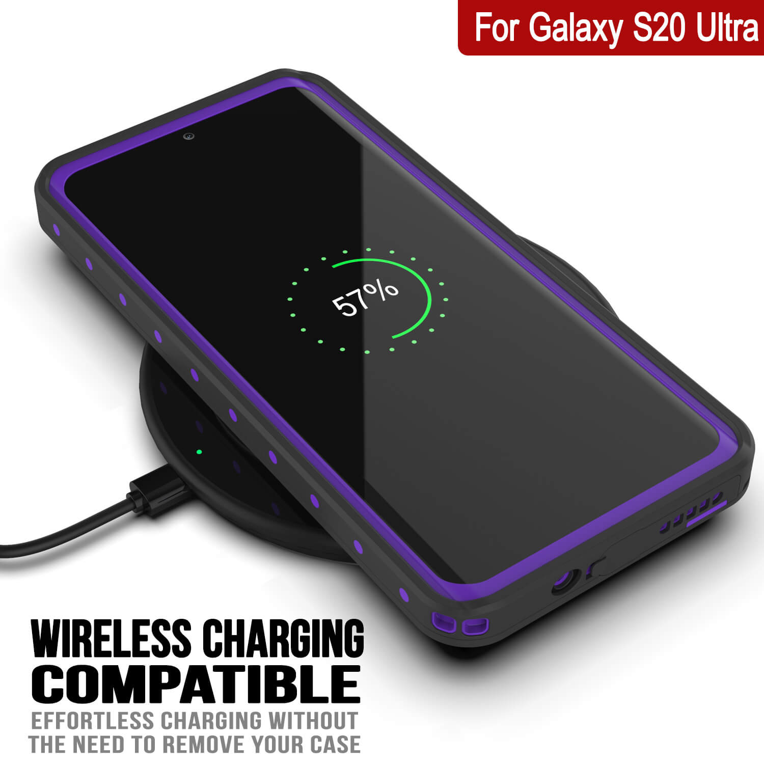 Capa à Prova d'Água Galaxy S20 Ultra PunkCase StudStar Roxo Fino 6,6ft à Prova de Água IP68 à Prova de Choque/Neve.