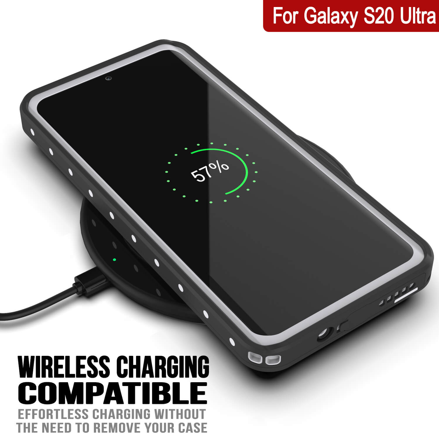 Capa Impermeável para Galaxy S20 Ultra, Punkcase StudStar Branca Fina 6.6ft à Prova d'Água IP68 à Prova de Choque/Neve