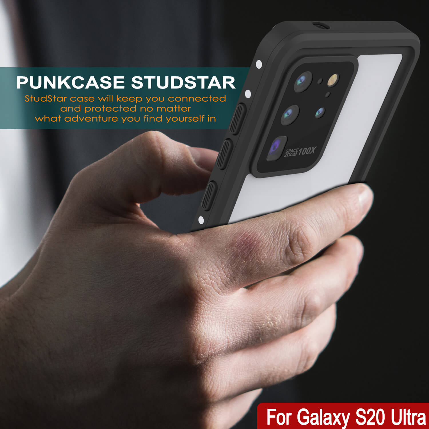 Capa Impermeável para Galaxy S20 Ultra, Punkcase StudStar Branca Fina 6.6ft à Prova d'Água IP68 à Prova de Choque/Neve