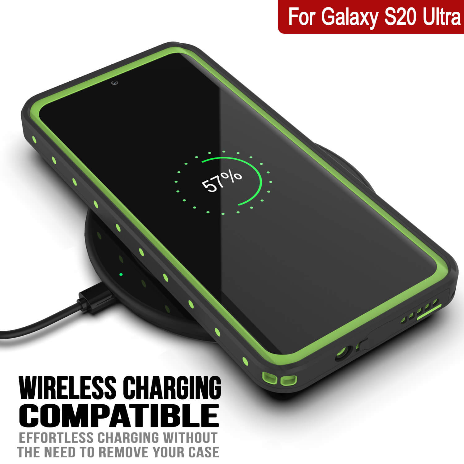 Capa à prova d'água Galaxy S20 Ultra PunkCase StudStar Verde Claro Fino 6.6ft Subaquática IP68 à prova de choque