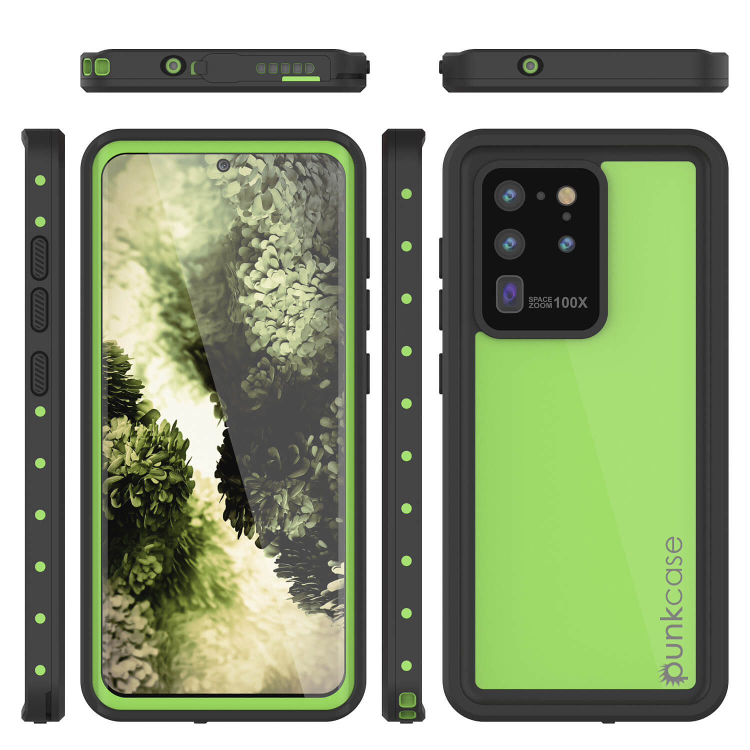 Capa à prova d'água Galaxy S20 Ultra PunkCase StudStar Verde Claro Fino 6.6ft Subaquática IP68 à prova de choque