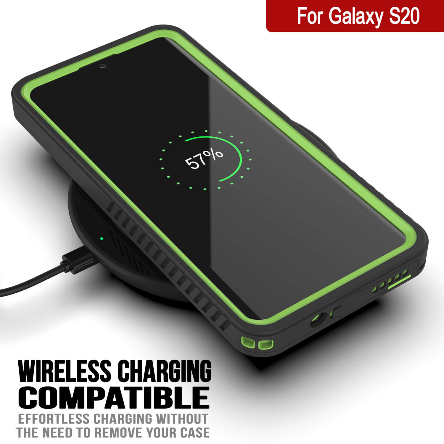 Galaxy S20 Water/Shockproof [Extreme Series] Screen Protector Case [Light Green] (Color in image: White)