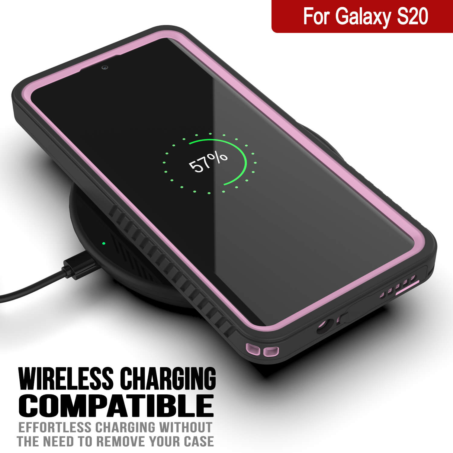 Galaxy S20 Water/Shock/Snowproof [Extreme Series] Slim Screen Protector Case [Pink] (Color in image: Light Green)