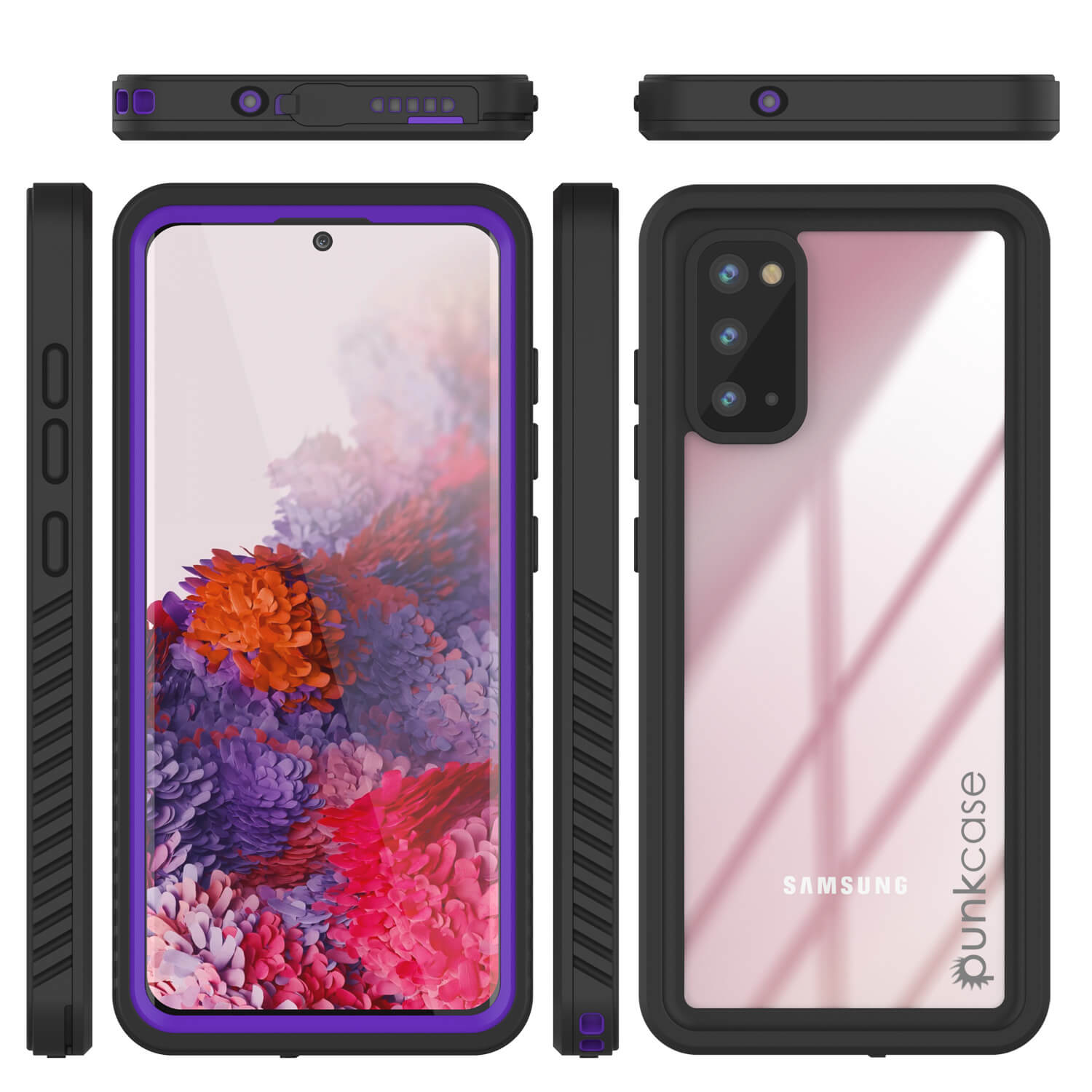 Galaxy S20 Water/Shockproof [Extreme Series] Slim Screen Protector Case [Purple] (Color in image: Red)