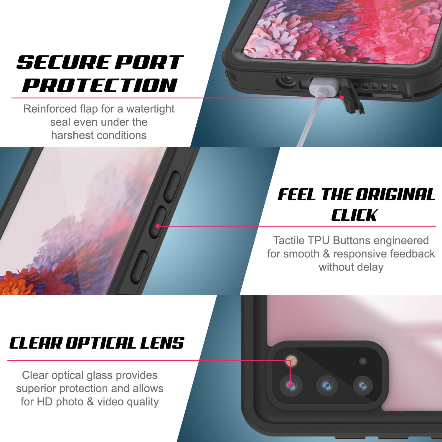 Galaxy S20 Water/Shock/Snowproof [Extreme Series] Slim Screen Protector Case [Red] (Color in image: White)