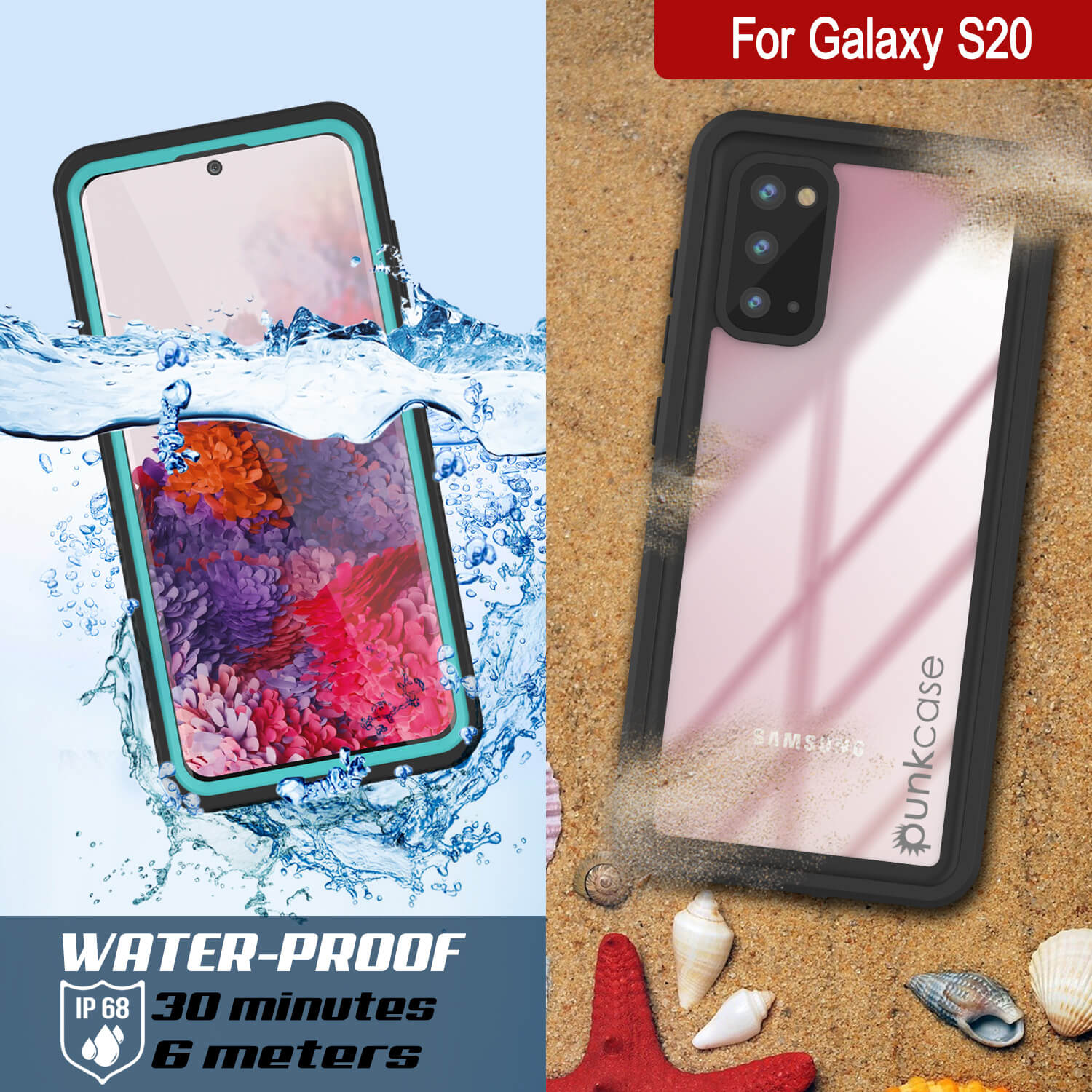 Galaxy S20 Water/Shock/Snowproof [Extreme Series]  Screen Protector Case [Teal] (Color in image: Light Green)