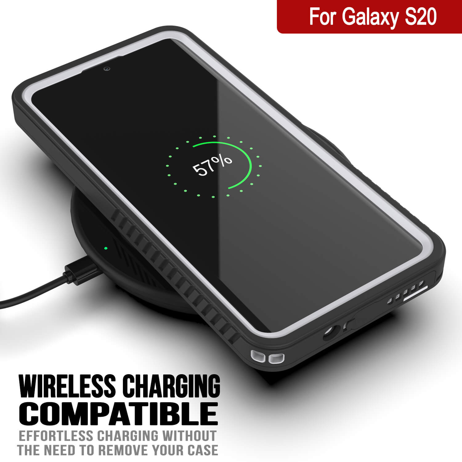 Galaxy S20 Water/Shock/Snow/dirt proof [Extreme Series] Punkcase Slim Case [White] (Color in image: Black)