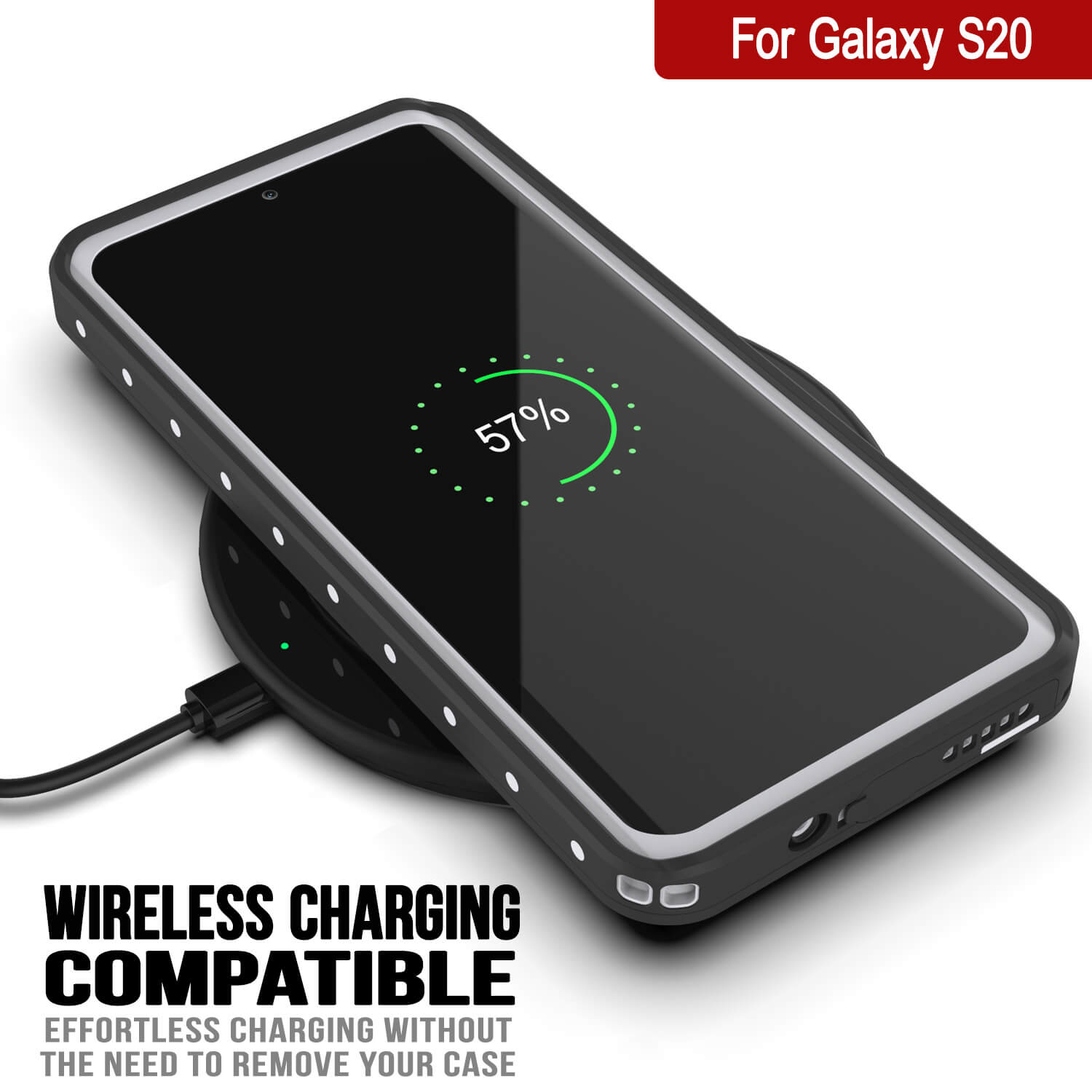 Capa à prova d'água para Galaxy S20, Punkcase StudStar branca fina 6,6 pés à prova de água IP68 à prova de choque/neve