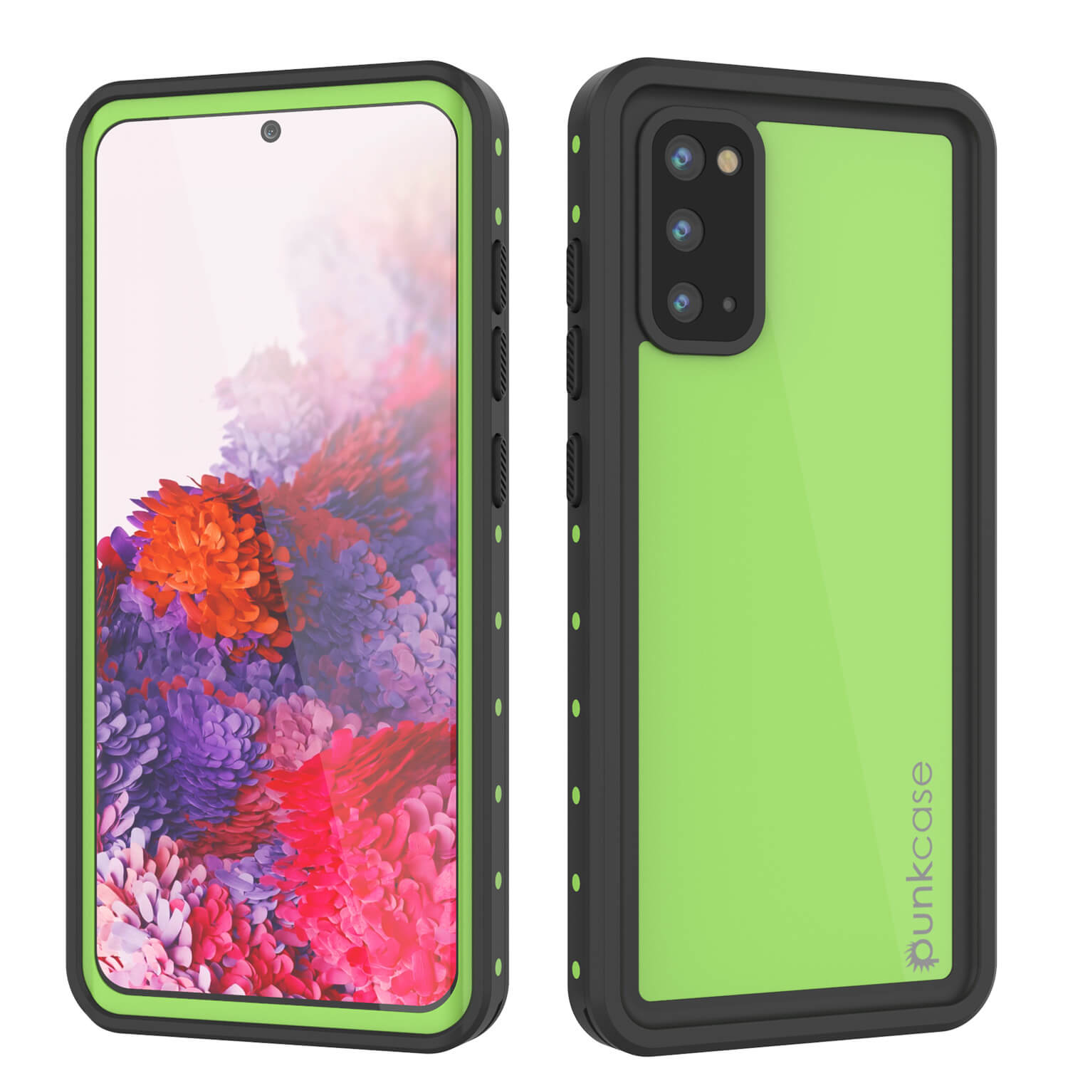 Capa à prova d'água para Galaxy S20 PunkCase StudStar Light Green Fina 6.6ft à prova de choque IP68 subaquática