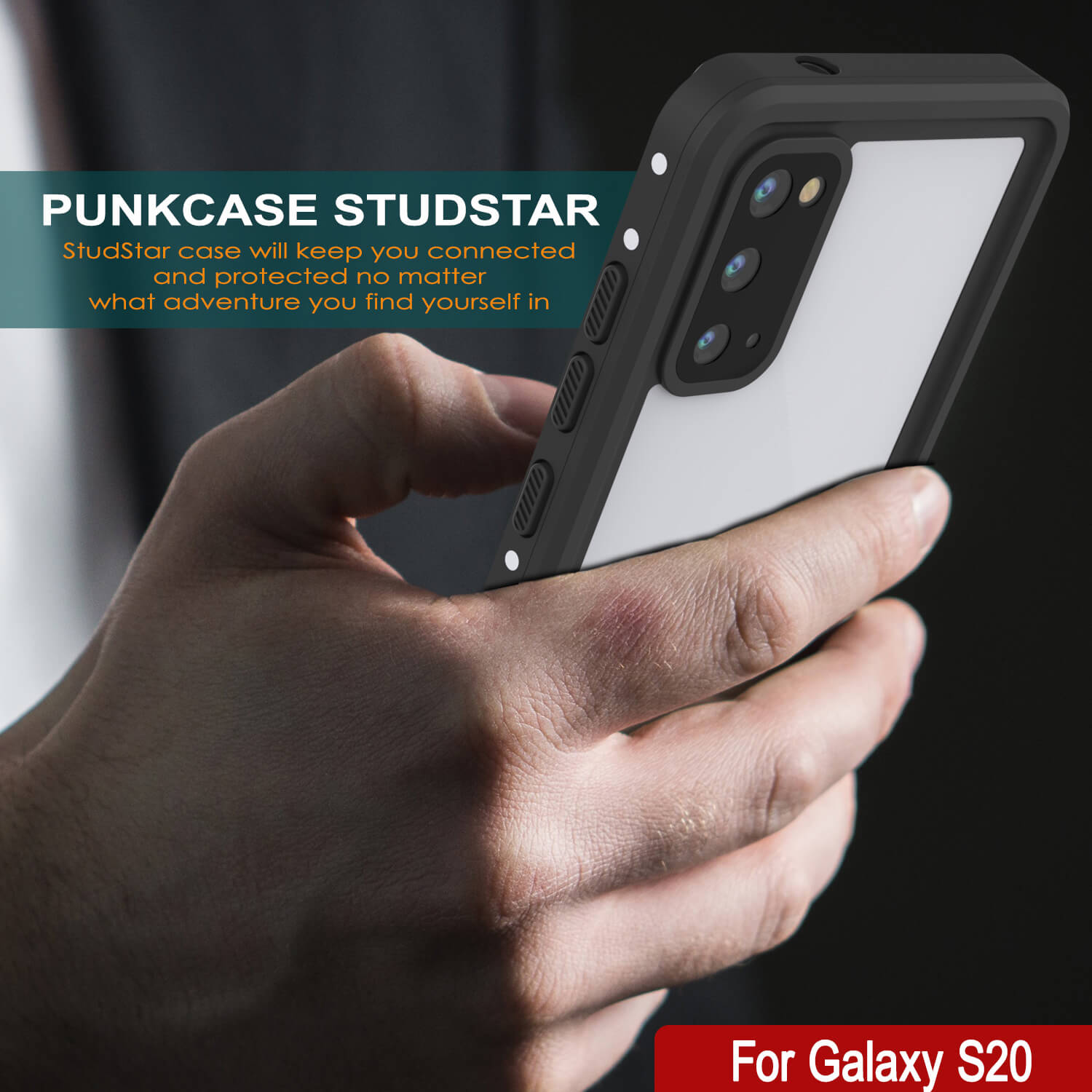 Capa à prova d'água para Galaxy S20, Punkcase StudStar branca fina 6,6 pés à prova de água IP68 à prova de choque/neve