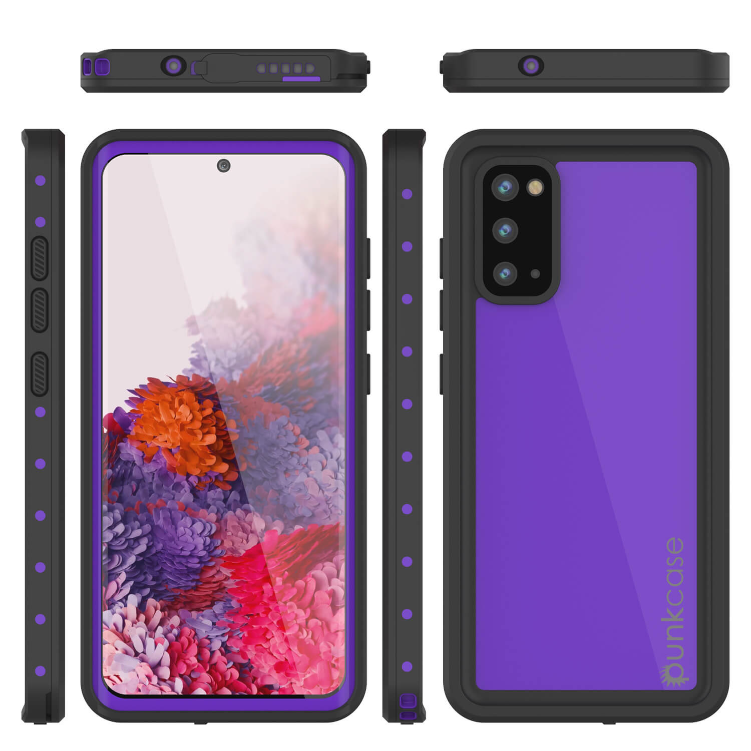 Capa à prova d'água Galaxy S20 PunkCase StudStar Purple Thin 6.6ft Subaquático IP68 Resistente a Choques/Neve