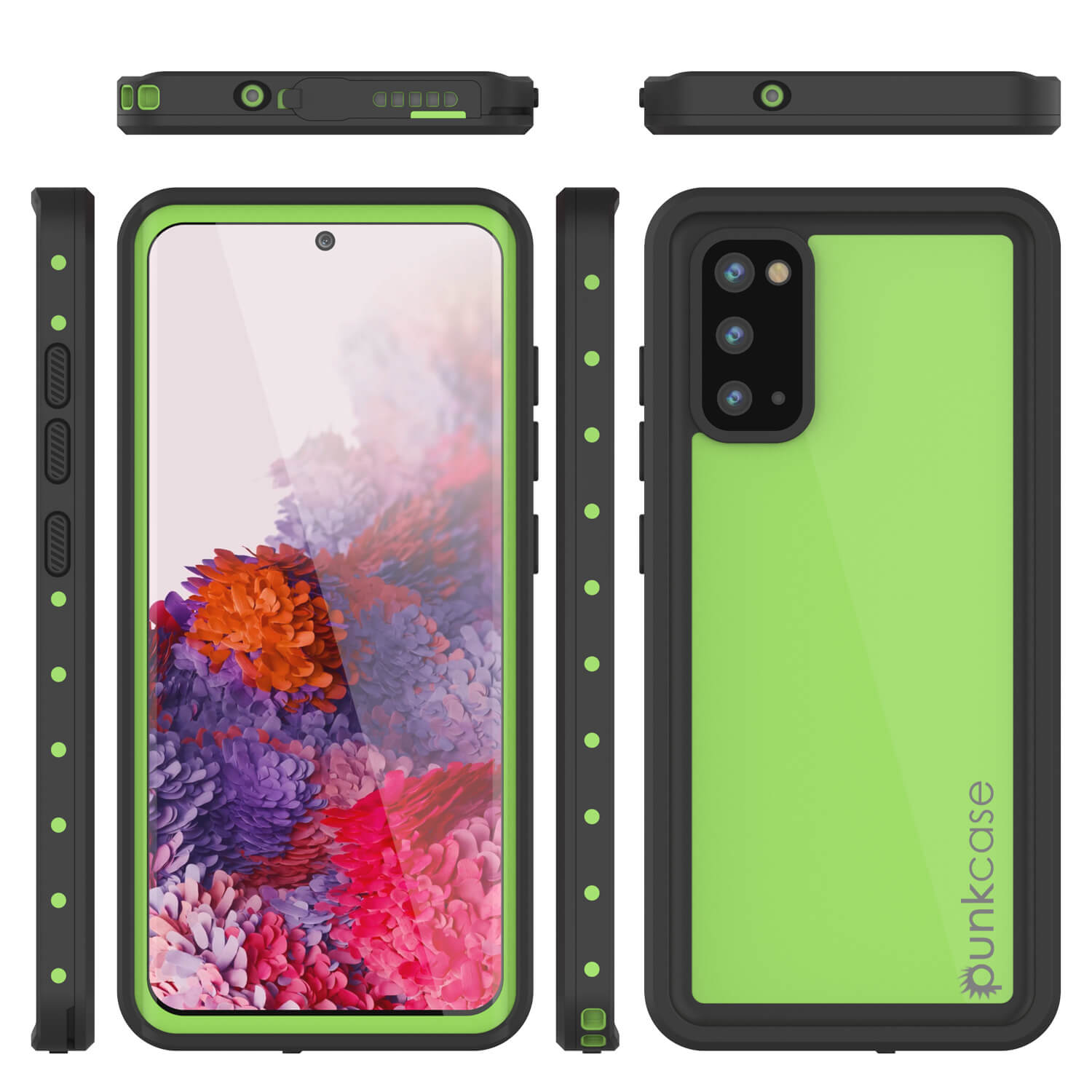 Capa à prova d'água para Galaxy S20 PunkCase StudStar Light Green Fina 6.6ft à prova de choque IP68 subaquática