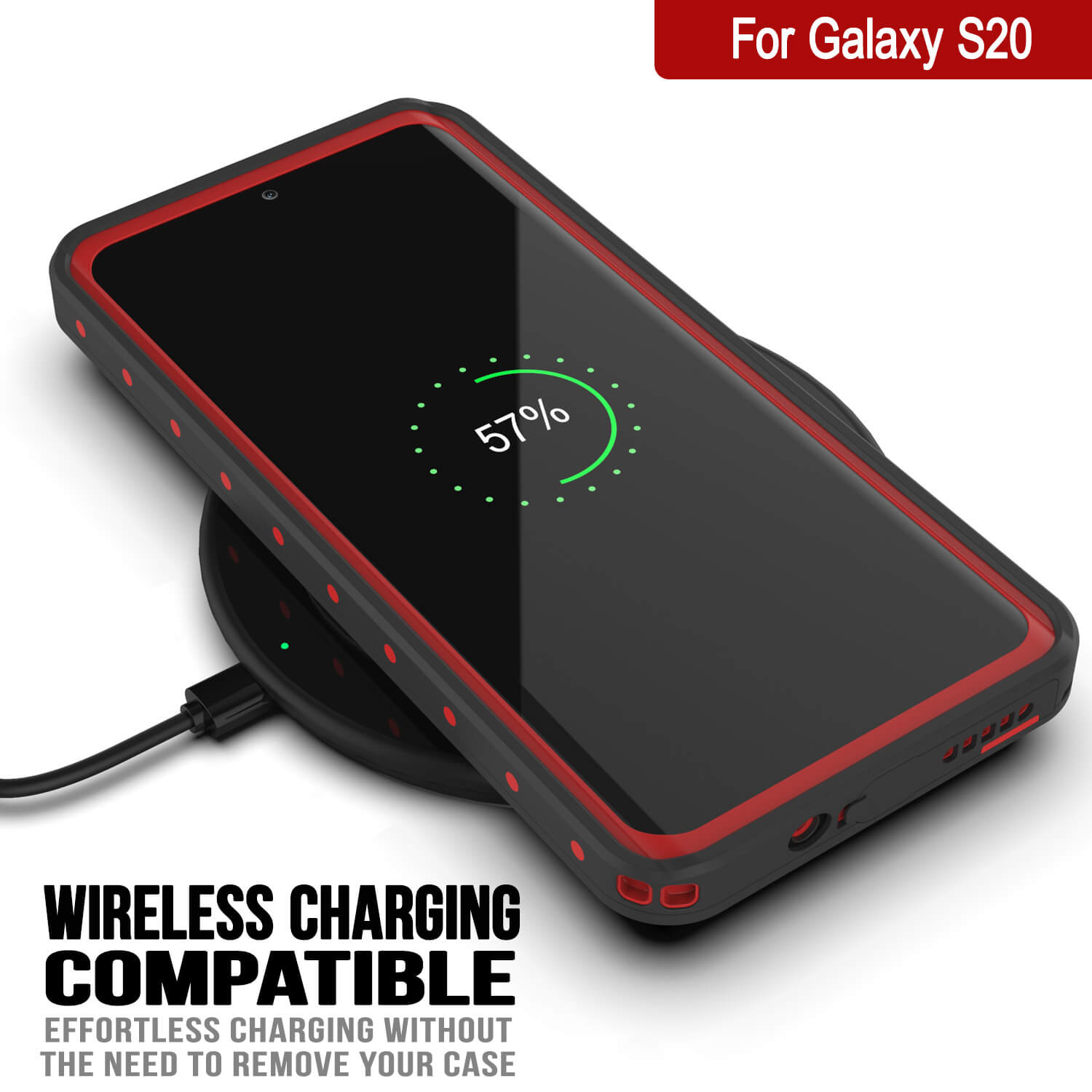 Capa à prova d'água Galaxy S20 PunkCase StudStar Vermelha Fina 6,6 pés Subaquática IP68 à Prova de Choque/Neve