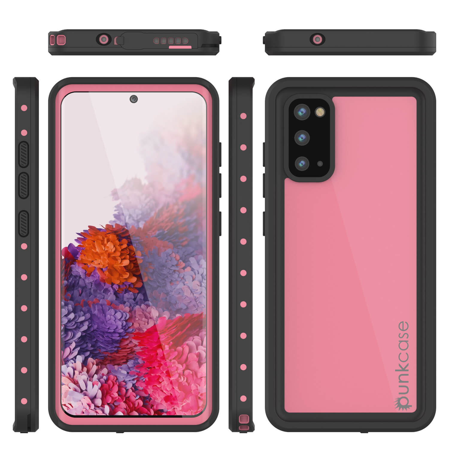 Capa à prova d'água para Galaxy S20 PunkCase StudStar Pink Fina 6.6ft Subaquática IP68 Shock/Prova de Neve