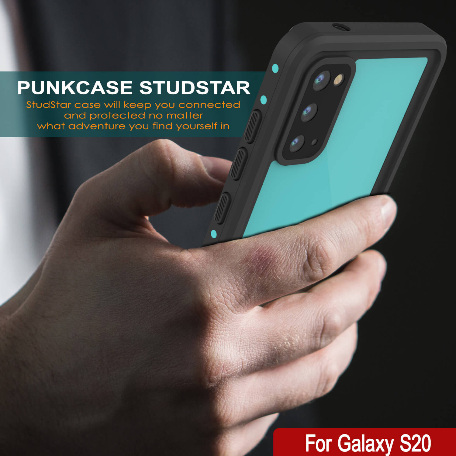 Capa à Prova d'Água Galaxy S20 PunkCase StudStar Teal Fina 6.6ft Subaquática IP68 à Prova de Choque/Neve