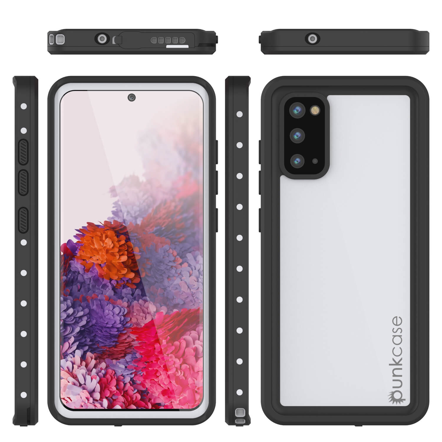 Capa à prova d'água para Galaxy S20, Punkcase StudStar branca fina 6,6 pés à prova de água IP68 à prova de choque/neve