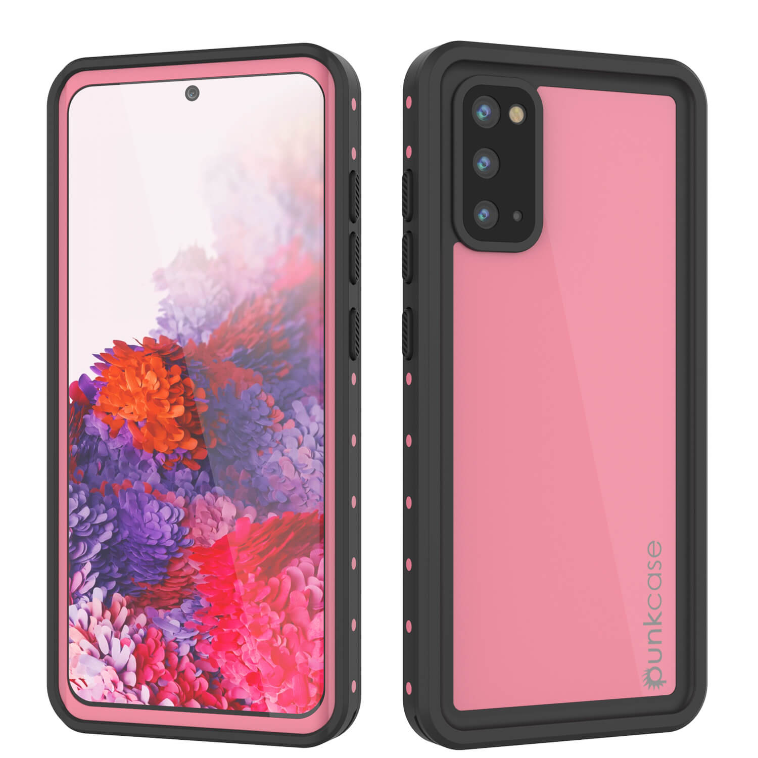 Capa à prova d'água para Galaxy S20 PunkCase StudStar Pink Fina 6.6ft Subaquática IP68 Shock/Prova de Neve